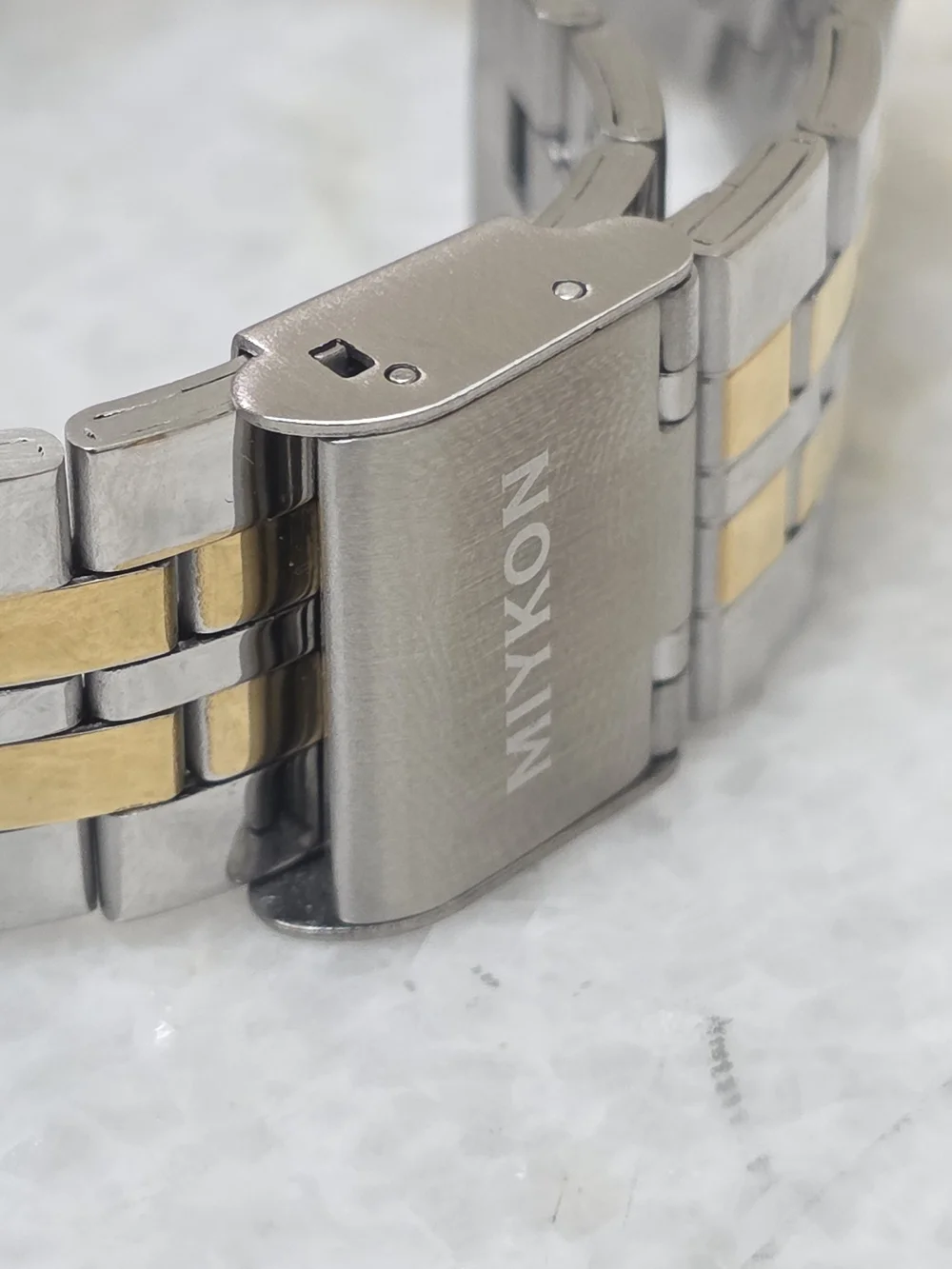 Miykon Two Tone Watch Gray Dial Stainless Steel Silver and Gold Unisex
